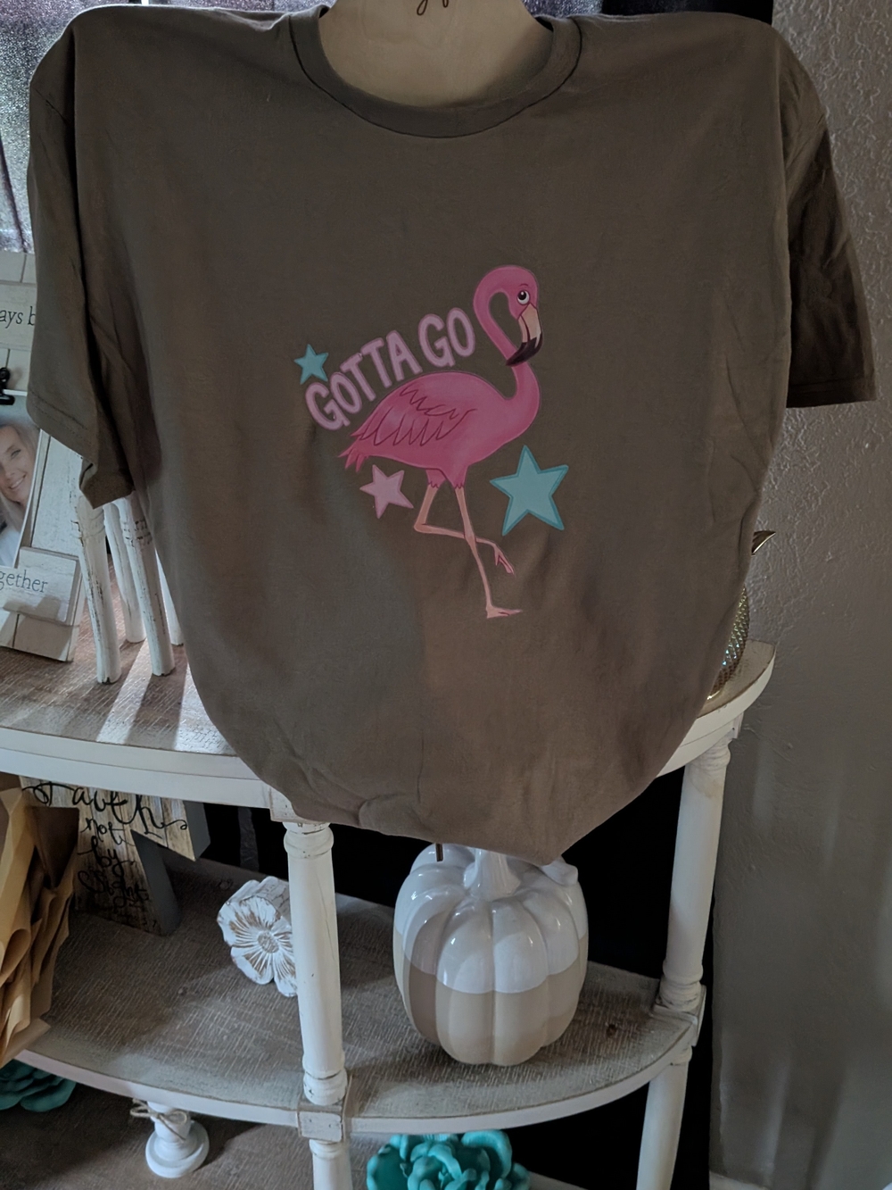 "Gotta Go" Pink Flamingo Graphic Tee With 2 Designs Front And Back!!!